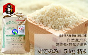 【ふるさと納税】【先行予約】【令和7年産 新米】ベストファーマー 自然栽培農家「四郎兵衛」の お米 姫ごのみ 5kg 白米 精米 無農薬 無肥料 無除草剤 による 自然栽培米 【お米】 お届け:2