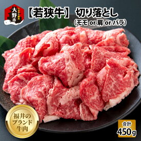 【ふるさと納税】【福井のブランド牛肉】若狭牛切り落とし(モモor肩orバラ) 450g(225g×2パック)【4等級以上】[A-054015]|国産 牛肉 4等級以上 焼肉 黒毛和種 霜降り お取り寄せ おうちごはん 冷凍 225g 2パック 小分け 送料無料