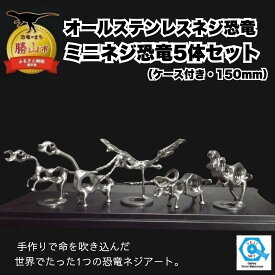 【ふるさと納税】オールステンレスネジ恐竜　ミニネジ恐竜5体セット（ケース付き）| 雑貨 インテリア 置物 メタルクラフト ステンレス製