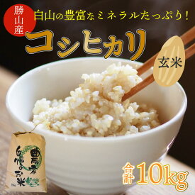 【ふるさと納税】令和7年産 コシヒカリ 玄米 10kg 福井県勝山市産｜白山の恵み 雪解け水育ち 甘みと粘り 冷めても美味しい おにぎり・お弁当