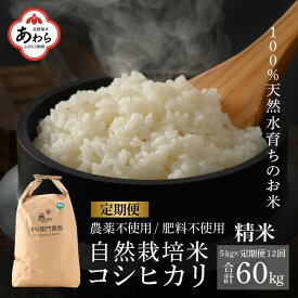 【ふるさと納税】【定期便12回】伊与衛門農園の自然栽培 コシヒカリ精米 5kg×12回 伊与衛門農園の特別栽培米 令和5年産 温度と湿度を常時管理し新鮮米を出荷！/ 米 白米 自然の力 高品質 鮮度抜群 ブランド米 福井県 あわら市産 スマート農業 ※2023年10月下旬より発送