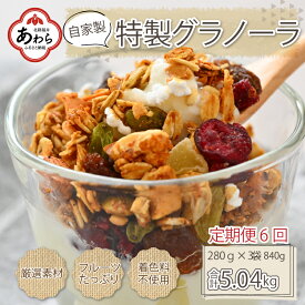 【ふるさと納税】＜定期便6回＞自家製 フルーツグラノーラ 280g×3袋 840g（計5.04kg）《配合や素材にこだわり1つ1つ手作り！》／ 着色料不使用 オーガニック 果物 ドライフルーツ オートミール ヨーグルト 牛乳