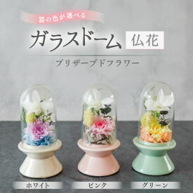 【ふるさと納税】【器の色が選べる】【プリザーブドフラワー】ガラスドーム仏花（全3色）お供え花 コンパクトなお仏壇にぴったりなプチサイズ感 / 花 仏壇飾り 仏花 ギフト プレゼント ブリザーブド フラワー