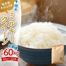 【ふるさと納税】【令和7年産】定期便《12ヶ月連続お届け》ミルキークイーン 精米 5kg（計60kg）＜低農薬栽培＞ ／ 5キロ 高品質 鮮度抜群 福井県あわら市産 白米 お米 米