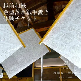 【ふるさと納税】柳瀬良三製紙所　越前和紙　金型落水紙手漉き体験チケット /送料無料 福井県越前市　越前和紙　和紙漉き体験　伝統工芸品　福井旅行(18209)