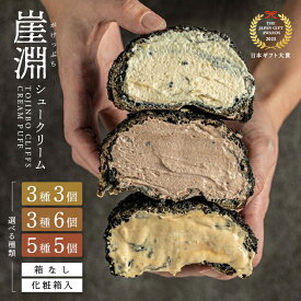 【ふるさと納税】崖淵シュークリーム 選べる内容量 (3個/5個/6個) 梱包材 (箱なし / 化粧箱入) カスタード チョコ キャラメル 抹茶 シューアイス スイーツ おやつ デザート 洋菓子 ご褒美スイーツ ギフト プレゼント 黒いシュークリーム 福井 ご当地スイーツ 東尋坊