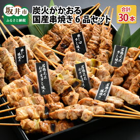 【ふるさと納税】炭火がかおる 国産串焼き 6品セット 計30本/焼き鳥 豚肉 夜ご飯 おつまみ おかず