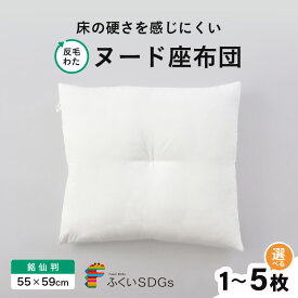【ふるさと納税】床の硬さを感じにくい「反毛わた」ヌード座布団（銘仙判55cm×59cm）【選べる枚数：1枚/2枚組/3枚組/4枚組/5枚組】