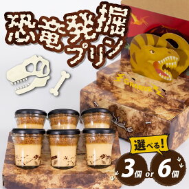 【ふるさと納税】選べる恐竜発掘プリン 3個or6個 セット 特製ギフトボックス バレンタイン 冷凍 瓶詰 プリン おもちゃ 恐竜博物館 ティラノサウルス 食玩 玩具菓子 男の子 プレゼント スイーツ デザート おやつ 洋菓子 スピノサウルス