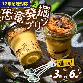 【ふるさと納税】選べる恐竜発掘プリン スプーン付き 3個or6個セット 冷凍 瓶詰 プリン おもちゃ お菓子 恐竜博物館 ティラノサウルス モササウルス 恐竜プリン 男の子 プレゼント スイーツ デザート 洋菓子 ダイナソー