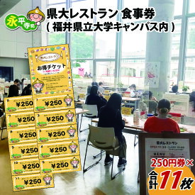 【ふるさと納税】県大レストラン 食事券 250円券×11枚綴り（福井県立大学永平寺キャンパス内） / 永平寺町 チケット ランチ 洋食 和食 学生 食堂 ギフト