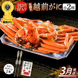【ふるさと納税】【訳あり】≪浜茹で≫指折れ 越前がに（小） × 2杯 食べ方しおり かにスプーン付き【雄 ズワイガニ ずわいがに 越前ガニ 姿 ボイル 冷蔵 福井県】【3月発送分】希望日指定可 備考欄に希望日をご記入ください [e15-x001_03]