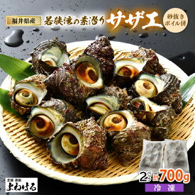 【ふるさと納税】大人気☆ 若狭湾の素潜り 天然サザエ 約8～12個 約700g (350g × 2P) 活サザエをそのままボイルしました！【サザエ さざえ 貝 海産物 刺身 お造り 海の幸 BBQ つぼ焼き 壺焼き 佃煮 砂抜き済 冷凍】 [m17-a001]