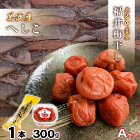 【ふるさと納税】【へしこの町】福井 梅干し 300g × 1個 ＆ 美浜産 へしこ × 1本 Aセット【鯖 サバ さば 福井 美浜 若狭 名産 郷土料理 ぬか漬け 糠漬け 発酵 つまみ 酒の肴 珍味 伝統 うめぼし 三方 自家製 敬老の日 ギフト プレゼント】 [m20-a008]