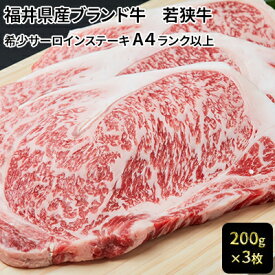 【ふるさと納税】若狭牛サーロインステーキ 200g×3枚（A4ランク以上） 牛肉