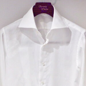 【ふるさと納税】ハンドメイド ドレスシャツ  白 Mサイズ cotton100% 140番双糸ツイル生地【配送不可地域:離島】【1239540】