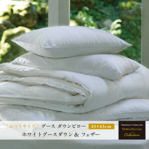 【ふるさと納税】【富士新幸謹製】グース ダウンピロー(羽毛まくら)・43×63cm|ホワイトグースダウン&フェザー【配送不可地域:離島】【1406011】