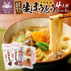 【ふるさと納税】 ほうとう 山梨 麺 みそ味 常温 無添加 無塩 長期 保存 郷土料理 国産 【3種の野菜 豚肉 無添加味噌 顆粒だし付】 4人前 2人前×2 k038-003