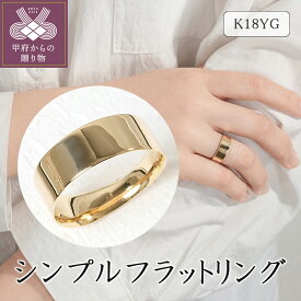 【ふるさと納税】＜ 甲府ジュエリー ＞ リング 指輪 ジュエリー レディース アクセサリー K18 イエローゴールド シンプル フラット ギフト プレゼント ジュエリーケース付 保証書付 k094-136