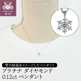 【ふるさと納税】 ペンダント ネックレス ジュエリー アクセサリー レディース おしゃれ 0.12ct プラチナ 雪 結晶 ギフト ラッピング プレゼント 鑑別書付 保証書付 k120-030