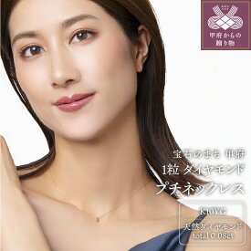 【ふるさと納税】＜ 甲府ジュエリー ＞ ネックレス ペンダント ジュエリー レディース アクセサリー ダイヤモンド 0.08ct K10 イエローゴールド 1粒ジュエリー プチネックレス ジュエリーケース付 鑑別付 保証書付 k131-087