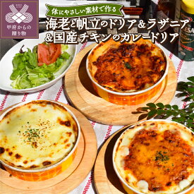 【ふるさと納税】 本格 簡単調理 自然派 自家製 ドリア 山梨県産米 ホワイトソース 海老 帆立 カレー ラザニア ボロネーゼソース 化学調味料無添加 セット 詰め合せ k139-043