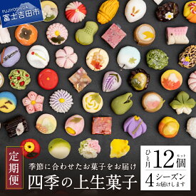 【ふるさと納税】 スイーツ 定期便 和菓子 12個入 4回 上生菓子 セット 生菓子 四季の彩 お菓子 詰め合わせ 餡 デザート 母の日 プレゼント ギフト 贈答 日本 伝統 富士夢和菓子 国産 ご馳走 四季