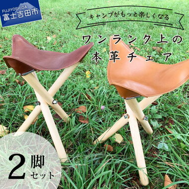 【ふるさと納税】 キャンプ チェア コンパクト キャンプ用品 アウトドアチェア 本革 2脚 セット 3タイプ 折りたたみ プレゼント アウトドア 椅子 チェアー 革製品 ライトブラウン ダークブラウン