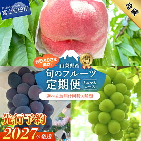 【ふるさと納税】 2027年先行予約 フルーツ 定期便 選べる回数 2回 3回 桃 シャインマスカット 黒ぶどう ミニマムコース おひとり お試し もも 大玉 ブドウ 山梨県産 果物 くだもの 冷蔵発送 【2027年7月上旬頃～10月中旬頃まで順次発送】 富士吉田 ふるさと納税 ランキング