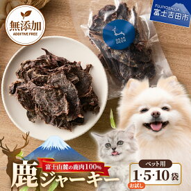 【ふるさと納税】 お試し容量あり ペット おやつ 無添加 鹿ジャーキー 45g 選べる容量 5袋 10袋 お試し 1袋 メール便発送 鹿肉100％ 犬 猫 フード 国産 ドッグフード キャットフード ペット用 鹿肉 ジャーキー ジビエ 天然素材 高たんぱく 低脂肪 小分け ご褒美 トリーツ