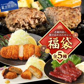 【ふるさと納税】 福袋 馬刺し 国産赤身 200g ハンバーグ 100g×10個 揚げ物 食べ比べ 甲州ワインビーフ 甲州富士桜ポーク 馬肉 赤身 ロースカツ コロッケ メンチカツ 酒の肴 おつまみ おかず 肉 冷凍 山梨 富士吉田 30000 30,000円