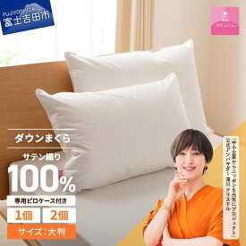 【ふるさと納税】 枕 ダウン 大判 選べる個数 1個 2個 日本製 防ダニ 安眠 綿100％ サテン織 ホワイトダックダウン 50％ 70×50cm ダウンまくら ダウンピロー ピローケース 寝具 国産 【甲州羽毛ふとん】 セット ベッド