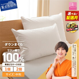 【ふるさと納税】枕 ダウン 新生活 中判 選べる個数 1個 2個 選べる配送月 日本製 防ダニ 安眠 綿100％ ふるさと納税 ダウン枕 ダウンピロー ピローケース 寝具 セット 国産 ベッド 暖かい 【甲州羽毛ふとん】山梨県 富士吉田市 ふるさと納税 ランキング 年内発送 12月発送