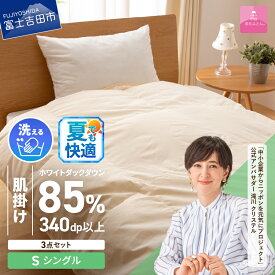 【ふるさと納税】 夏用 羽毛布団 掛け布団 セット シングル 日本製 洗える 肌掛け 掛け布団カバー 枕カバー 綿100％ 3点セット 抗菌 除菌 ウイルス除去 防ダニ 掛けカバー 布団セット 洗濯可 国産 衣替え ベッド 暖かい ダウンケット 【甲州羽毛ふとん】