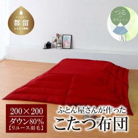 【ふるさと納税】（正方形）あったか 羽毛こたつふとん （200cm×200cm） ダウン80％ レッド 【REREX】｜ こたつ布団 羽毛こたつ布団 送料無料 抗菌 防臭 防汚 防ダニ おうちで洗濯 選択可 日本製 リユース羽毛