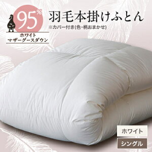 【ふるさと納税】甲州羽毛本掛けふとんホワイト (シングル) カバー付き 12【1297014】