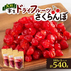 【ふるさと納税】やまなし半生ドライフルーツ　さくらんぼ 3パックセット　540g【1515457】