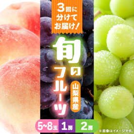 【ふるさと納税】【発送月固定定期便】桃2kg(5～8玉)　黒ぶどう1房　シャインマスカット2房1kg以上全3回【配送不可地域：離島・沖縄県】【4067606】