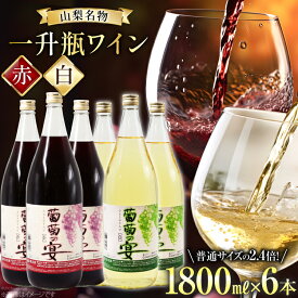 【ふるさと納税】ワイン 葡萄の宴 赤 白 山梨県 名物 一升瓶ワイン 1,800ml×6本セット / サン.フーズ / 山梨県 韮崎市 [20741691] 赤ワイン 白ワイン ワイン 飲み比べ 軽口 やや辛口 一升瓶