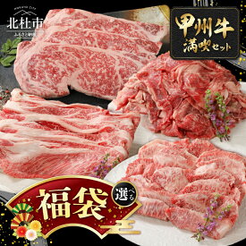 【ふるさと納税】 《福袋》 甲州牛 黒毛和牛 満喫 詰め合わせ セット 肉袋 福箱 選べるセット サーロイン ステーキ 250g 焼肉用 カルビ 300g 切り落とし 300g すき焼き用 300g 品質ランク A4以上 牛肉 肉 和牛 贅沢 バーベキュー ミート池田 国産 山梨県 北杜市 送料無料