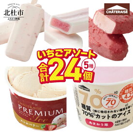 【ふるさと納税】 シャトレーゼ アイス いちごアイス ストロベリーアイス いちご ストロベリー 食べ比べ 5種 24個入 かき氷バー 牛乳バー ピュルテ CHATERAISE PREMIUM 糖質70%カットのアイス 詰め合わせ セット デザート 北杜市 送料無料
