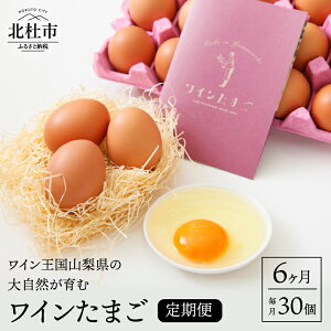 【ふるさと納税】卵 お楽しみ 定期便 6回 ワイン たまご 30個 山梨県 北杜市産 卵 送料無料