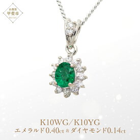 【ふるさと納税】エメラルド ペンダント 0.4ct 0.4カラット K10 10金 ホワイトゴールド （13403） [山梨 ペンダント ネックレス エメラルド ホワイトゴールド ゴールド ジュエリー ダイヤモンド 天然 ] 山梨県 甲斐市 BR-48