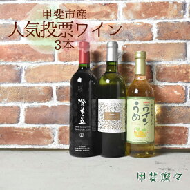 【ふるさと納税】人気投票　山梨県産　甲斐市産　ワイン　飲み比べ　3本セットC　赤ワイン　白ワイン　梅ワイン 日本ワイン　登美の丘ワイナリー　家飲み　お祝い（AD-93）　【 お酒 アルコール ワインセット 晩酌 宅飲み ワイン赤白セット 】