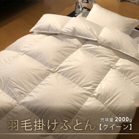 【ふるさと納税】【本掛け布団】羽毛掛けふとん（クイーン：220cm×210cm）イングランド産ホワイトダウン93％　【 寝具 ダウン ワンランク上 上質 眠り 】