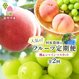【ふるさと納税】【2026年発送★先行予約】【定期便全2回】桃 シャインマスカット 人気のフルーツ定期便 村松農園 もも モモ 白桃 ぶどう ブドウ 旬 産地直送 大玉 完熟 果物 フルーツ 新鮮 人気 美味しい 贈答 ギフト お中元 村松農園 送料無料 笛吹市 177-5-012