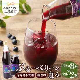 【ふるさと納税】 無添加 ブルーベリー ジュース セット ギフト お歳暮 無添加ブルーベリージュース「ブルーベリーの恵み」 180ml×8本 720ml×2本 プレゼント ギフト 贈り物 15000円以下 送料無料 山梨県 上野原市