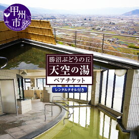 【ふるさと納税】 入浴券 ペア チケット 温泉 利用券 天空の湯 勝沼ぶどうの丘 レンタルタオル付き アルカリ単純泉 ジャグジー ミストサウナ 露天風呂 軽食ラウンジ 夜景 甲府盆地 山梨県 甲州市 勝沼 （KBO） 【B-1304】