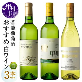 【ふるさと納税】 ワイン 白 720ml 3本 セット 白ワイン 辛口 厳選 国産 蒼龍葡萄酒 グラン甲州 トラディショナル・リッチ・テイスト甲州 勝沼の甲州樽熟成 おすすめ 飲み比べ 誕生日 記念日 父の日 母の日 山梨県 甲州市 勝沼 （MG） 【B19-489】