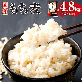 【ふるさと納税】国産もち麦 計4.8kg（800g×6袋） もち麦 もちむぎ 大麦 むぎ ムギ 麦 穀物 食物繊維 国産 山梨県 中央市 送料無料